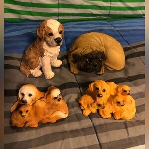 Cute Puppy Figurines - Different Breeds - Set of 4